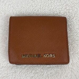 Michael Kors brown saffiano bifold wallet